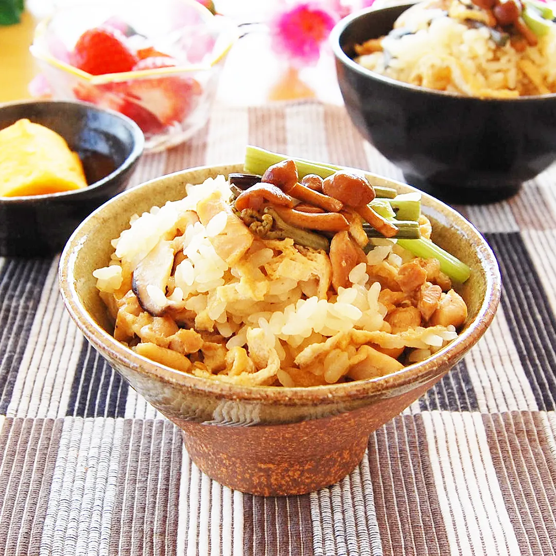 パック入り 山菜ミックス＆きんぴらミックス を使って簡単！塩鶏炊き込みご飯