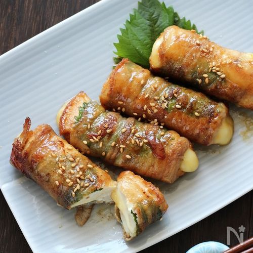 厚揚げのしそチーズ肉巻き