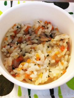 離乳食中期 しめじと鶏挽肉のおじや