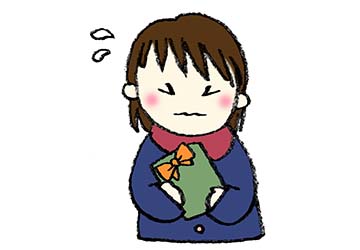 バレンタインのチョコを渡す女子学生のイラスト - フリー素材集「イラストのっく」