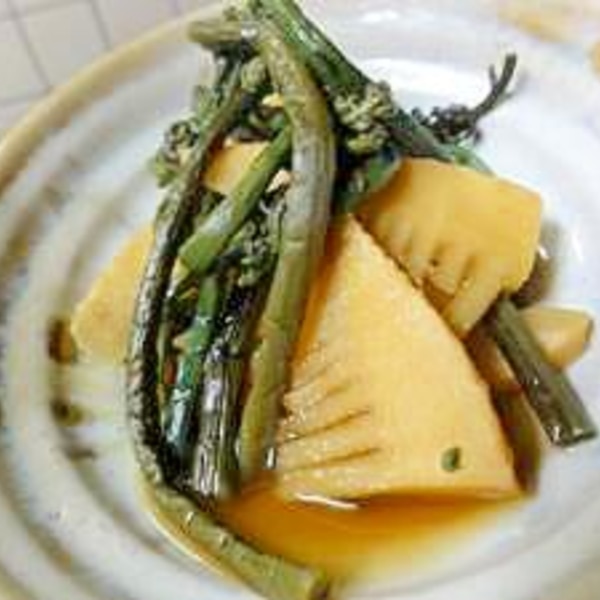 わらびと油揚げの煮物