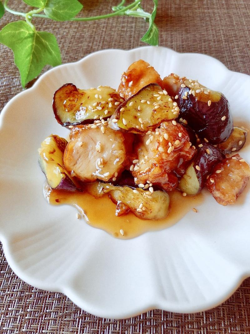 カリカリなすの甘酢あんかけ