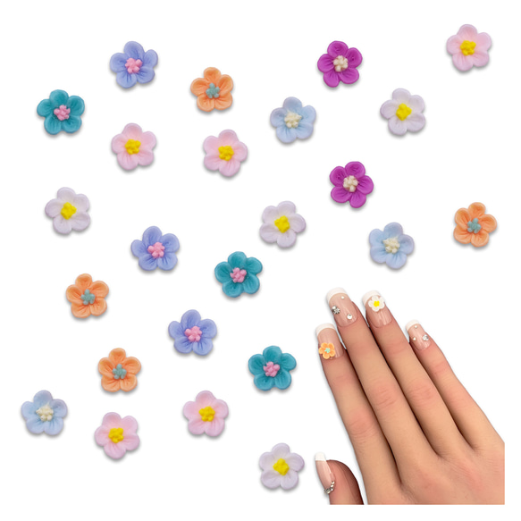 24種 DUOLEIMI ネイルパーツ 花 蝶々 種類豊富 24色 リボン アクセサリーパーツ 春ネイル