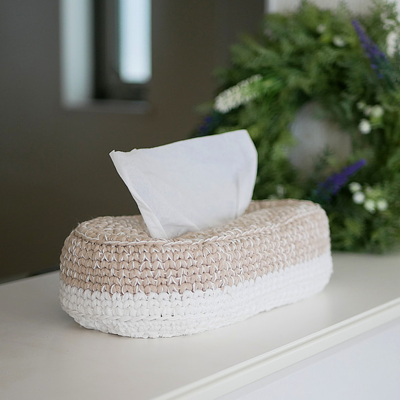 かぎ針編み・無料編み図 超簡単な斜行しない細編みの編み方でポケットティッシュケース編みましたハルズニッティング