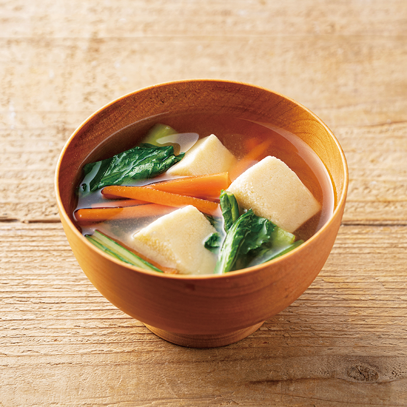 厚揚げと青菜のみそ汁