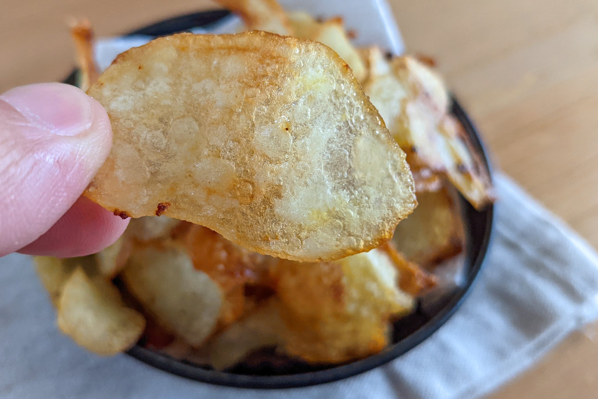 揚げずに焼く！フライパンでポテトチップスを作ってみた - お腹空いた・腹減りごーやたんのグルメ農場
