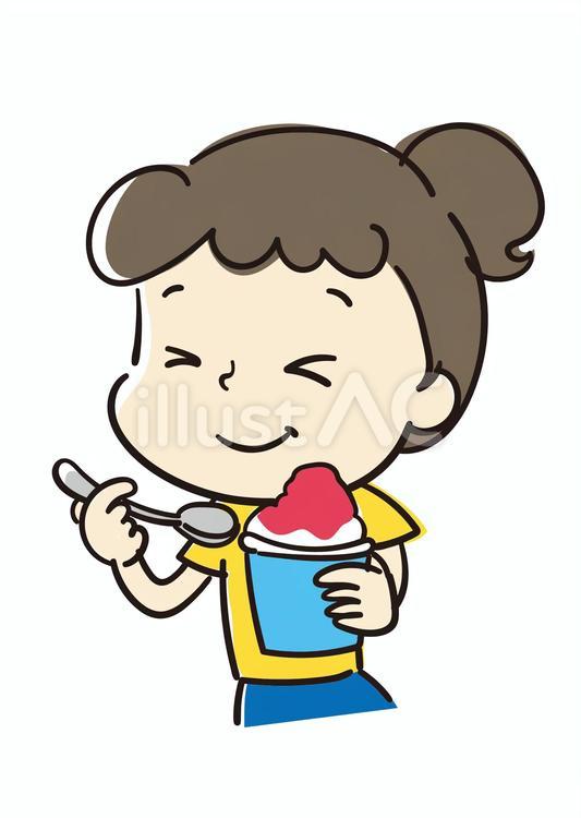 かき氷を食べる子どもたちのイラスト無料のフリー素材 イラストエイト