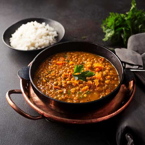 一杯料理絹ごし豆腐のレンズ豆カレ