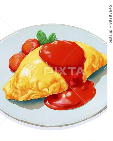 グルメ シンプルに描いたオムライスのイラスト - 旅する似顔絵屋さんのゆるゆる日常絵日記