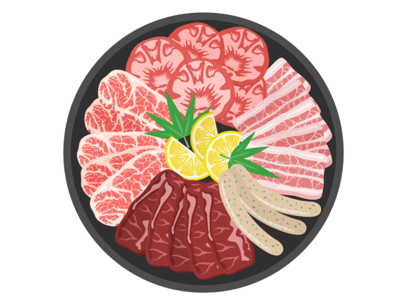焼肉 カラー料理15 食べ物 無料イラスト素材