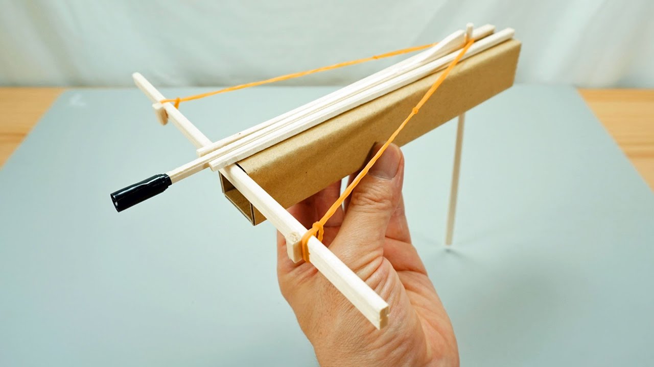 作ってみた! 割り箸ボウガン 『Disposable chopsticks』 - YouTube