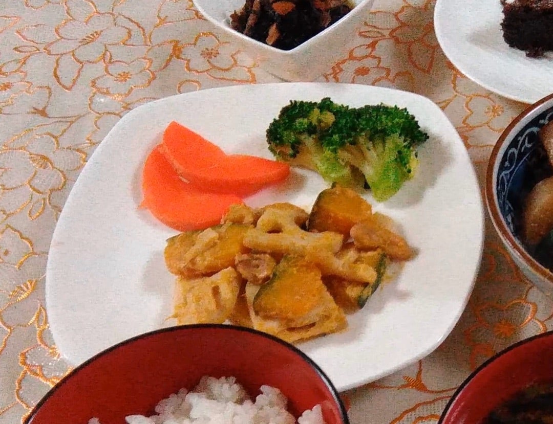 焼きれんこんとかぼちゃのサラダ