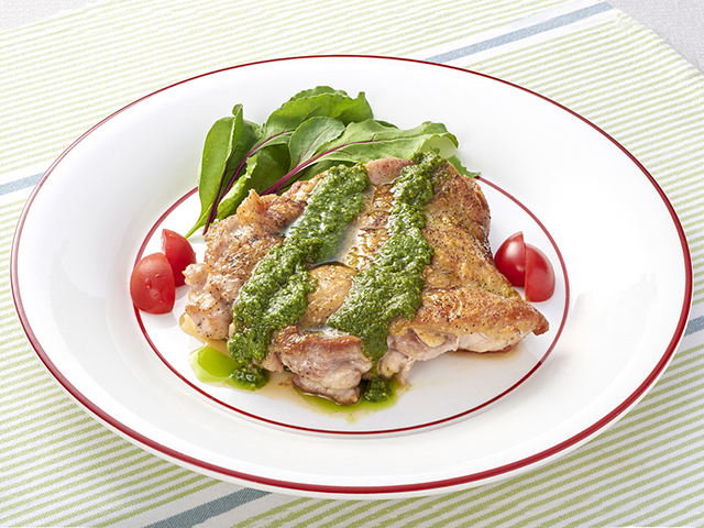 バジルチキンのパスタ