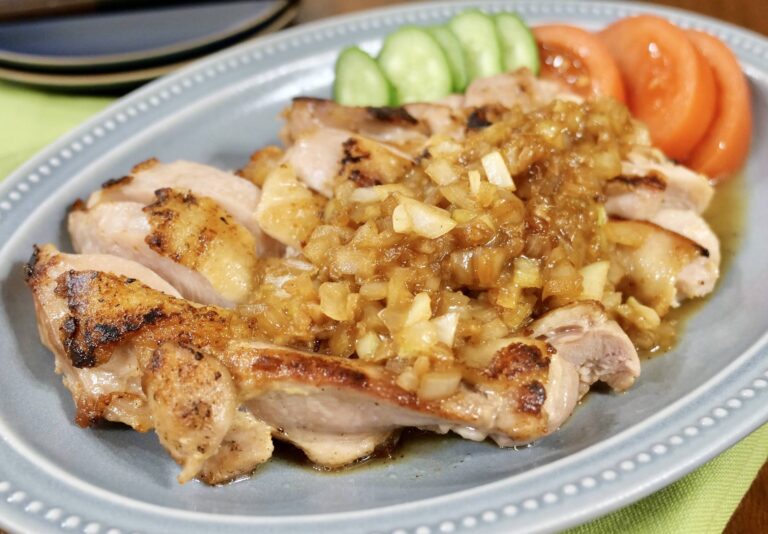 パリパリチキンステーキ醤油麹と玉ねぎソース│＃おちよの気合いメシ