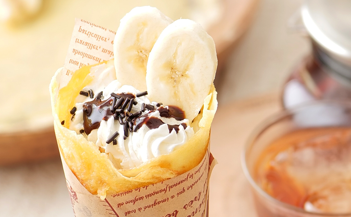 甘くておいしいチョコバナナミルクレープ