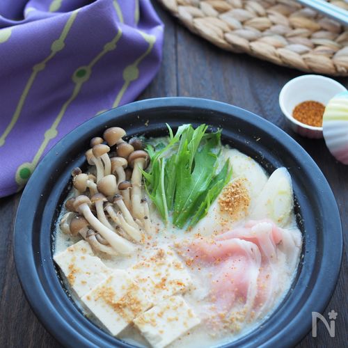 東のまるごと鍋♡豆苗1袋使って簡単ほっこり豆乳鍋 レシピ・作り方クラシル