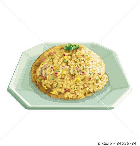皿に盛られた海老チャーハンの無料イラストイラストセンタ