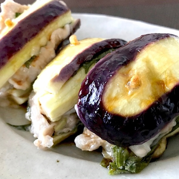 ナスと豚バラ肉のさっぱりバタポン炒め