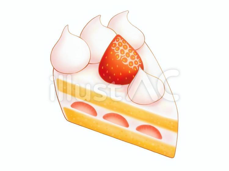 皿に盛られた、正方形にカットされた、いちごのショートケーキの無料イラストイラストセンタ