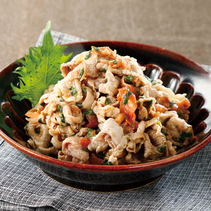 簡単！豚しゃぶwith玉ねぎ+めんつゆ梅ダレ♪