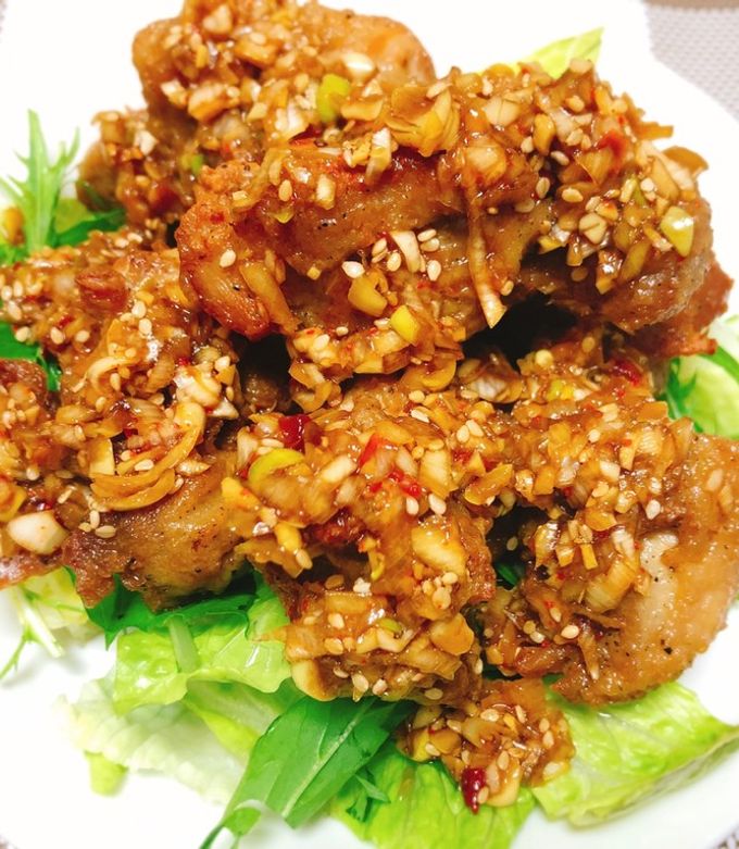 鶏から揚げの卵とじ