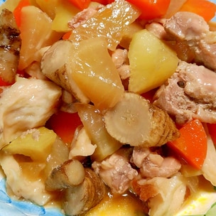 圧力鍋でつくる骨付き鶏もも肉のトマト煮