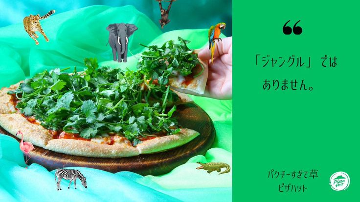 ピザハット新作「パクチーすぎて草」、ピザ1枚にパクチー3株ドーン！Narinari.com