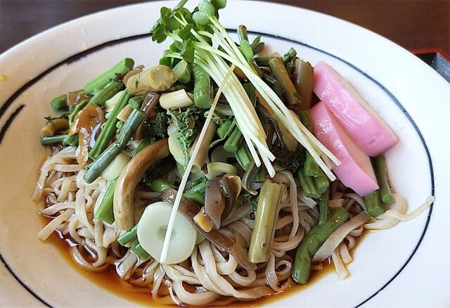 ランチタイム🥢 冷やし山菜そば 皆さん、冷たいお蕎麦を大盛りでどうぞ♪ ∧_,∧・ω・∬_つつ\≠しー⊃満腹 満腹ダオ~♥ ∧_∧ ポン◕ω◕ ∩ポン⌒ヽ′人__つつ ごちそうさまでした♥ ∧_∧ ミ*^ω^*ミ~♪ γ ̄`ヽ⊂満 腹___ 〇─〇_
