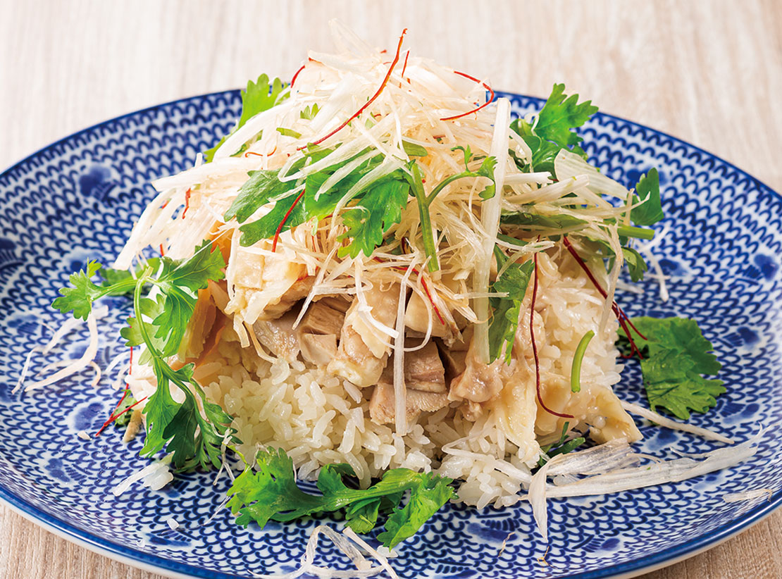 がっつりカオマンガイ 風ごはんの献立 副菜：ピーマンのオイスターきんぴら、汁物：丸鶏ふわ玉豆苗スープ 献立・メニュー 味の素パーク たべる楽しさを、もっと