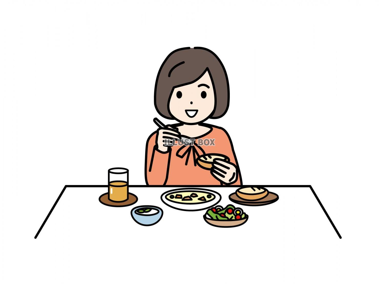 ご飯を食べる女の子イラスト - No: 22222584無料イラスト・フリー素材なら「イラストAC」