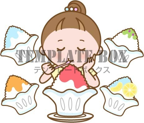 かき氷を食べる少女 ブルーハワイイラスト素材4483941- フォトライブラリ