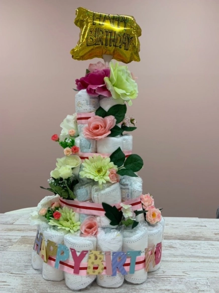 オムツケーキ ２段オムツケーキの作り方出産祝いに♪可愛いオムツケーキ - YouTube