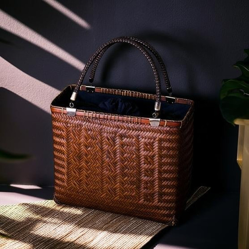 クラフトかごバッグ ー黄色ー籠 かご カゴ バッグ エコバッグ 手作り 手づくり かごバッグ