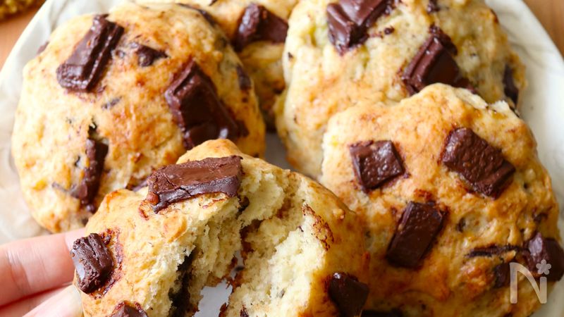 チョコバナナスコーンの作り方🍌チョコバナナスコーンホットケーキミックスおやつスイーツ簡単レシピtiktokレシTikTok