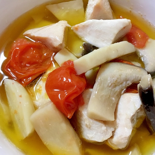 キントレで鶏胸肉のアヒージョの作り方を紹介！究極のごはんのお供 - にちにちレポート