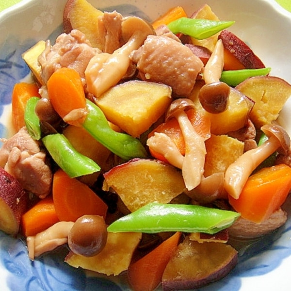 サツマイモと鶏肉のピリ辛甘酢炒め