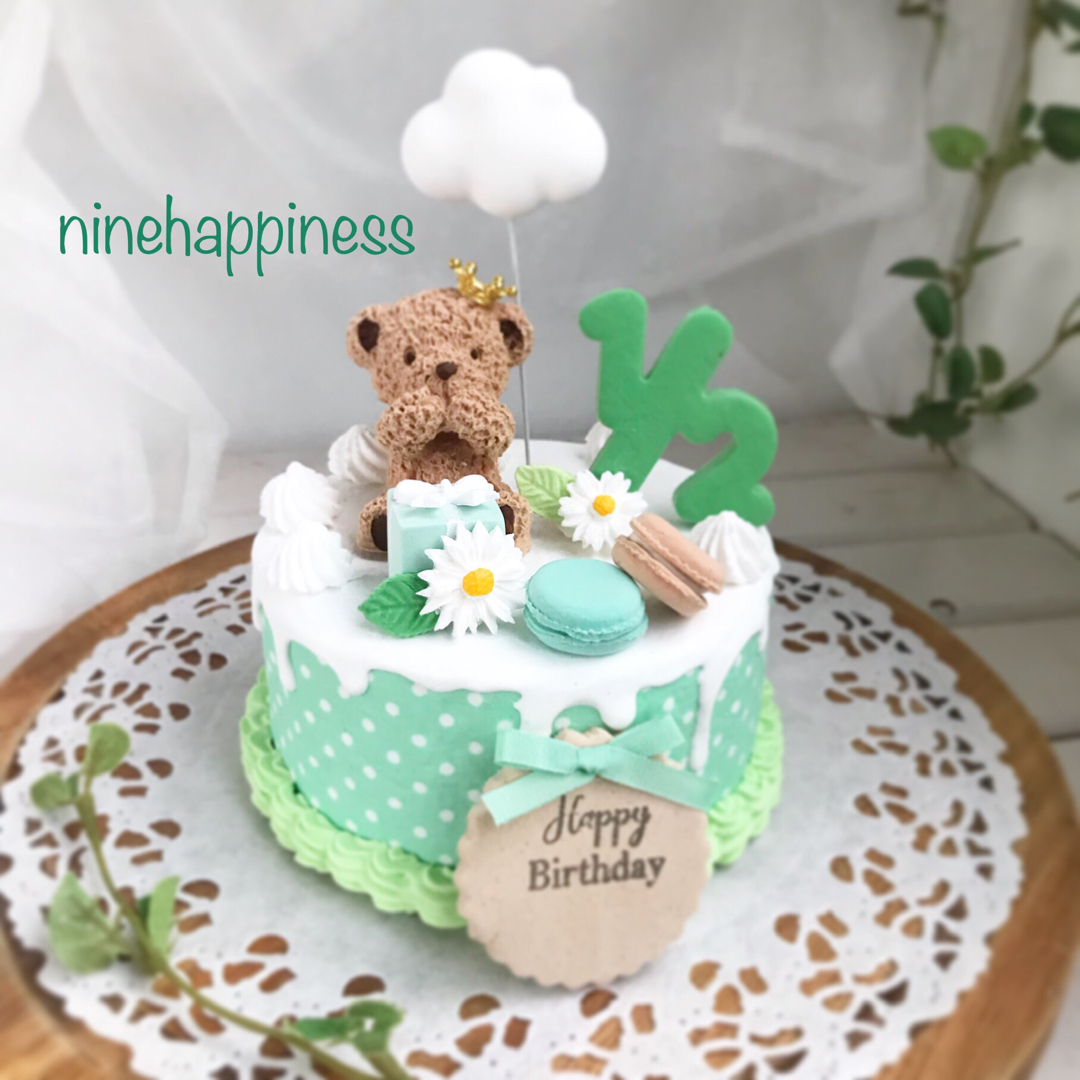 キルティング クレイケーキ ハンドメイド 推しケーキ 推しカラー 生誕祭 緑