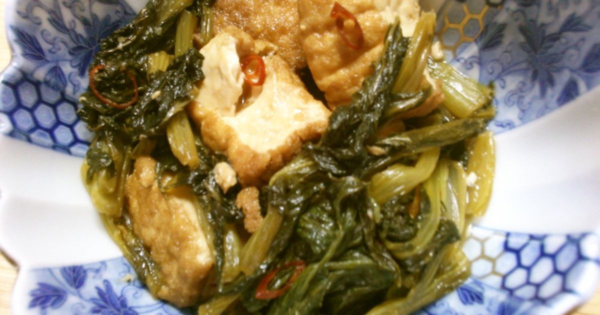 簡単◎厚揚げと小松菜のめんつゆ炒め