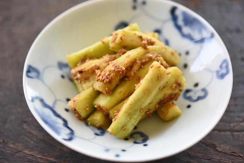 さっぱりレンジ茄子 ごまポンがけ