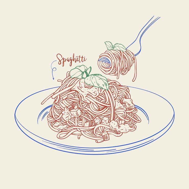 乾麺のパスタ スパゲティのイラスト無料のフリー素材 イラストエイト