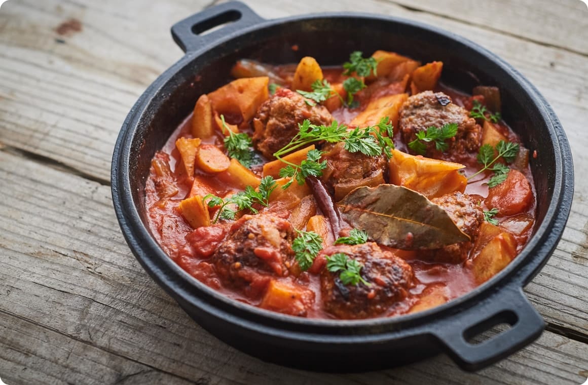 初めてのキャンプ飯 ダッチオーブンで簡単料理！ソロキャンで食べる牛肉のトマト煮込みチーズパセリのせ
