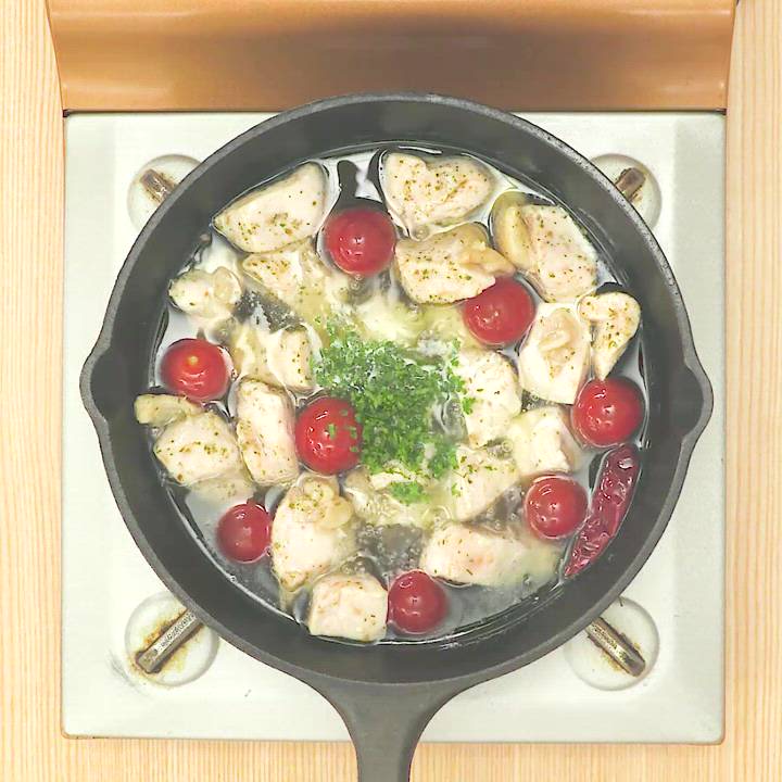 アヒージョの素を使って鶏胸肉のソテーと残り物 〆はプリン桃うさぎのゆる～い日常