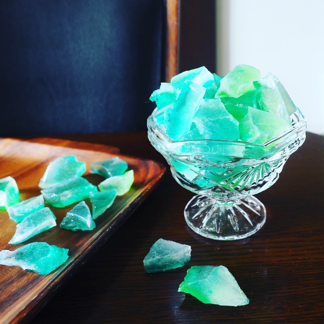 お菓子レシピ『 ほんのり香る 抹茶の琥珀糖こはくとう』 - レモンちゃんの手作りお菓子レシピノート