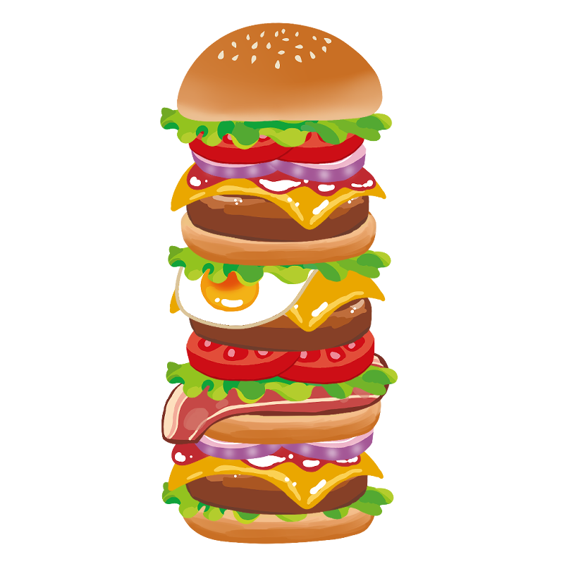 ベーコンバーガーのイラストフリーイラスト素材 変な絵.net
