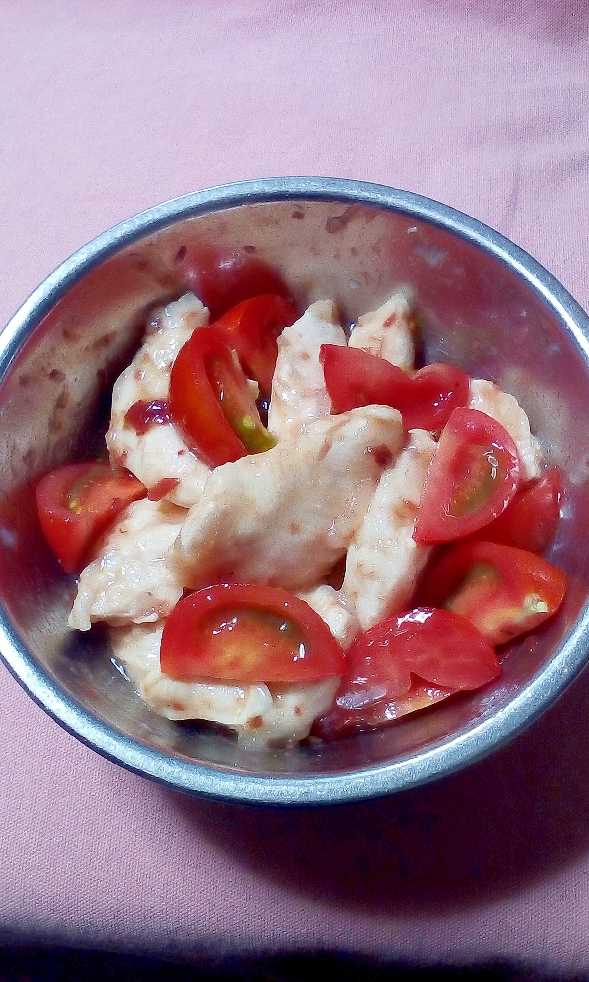 簡単おつまみ ささみとトマトの大葉しょうゆ和え