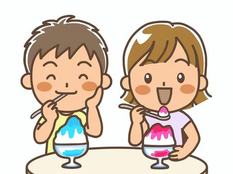 かき氷を食べる女の子のイラスト素材228300659- イメージマート
