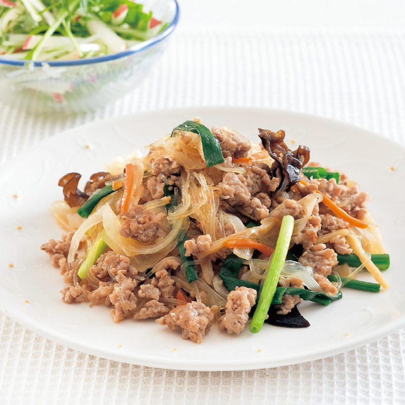 豚ひき肉と春雨としめじのオイスター炒め