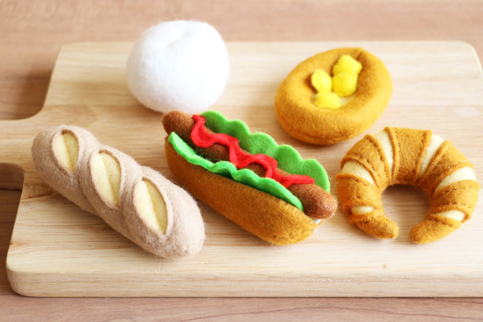 手作りフェルトパンのベーカリーセット