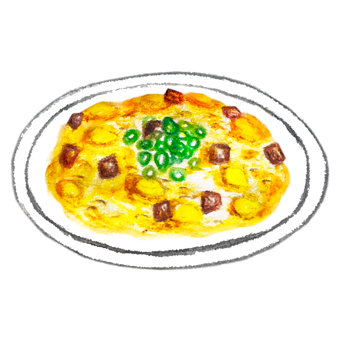 皿に盛られた海老チャーハンの無料イラストイラストセンタ