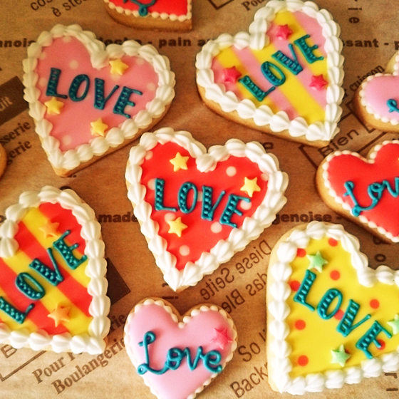 ハートのボックスアイシングクッキ